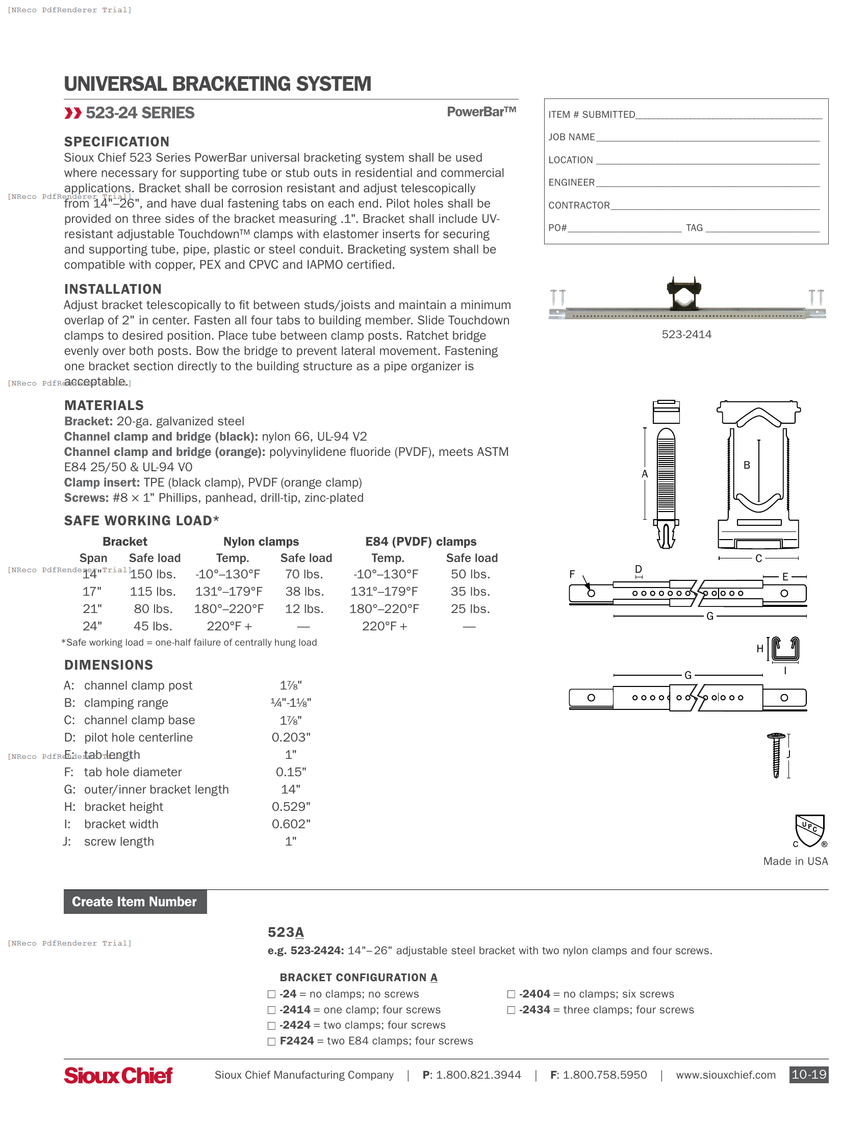 523 SERIES - POWERBAR SYSTEM 24IN - SPEC SHEET.PDF Specification Document